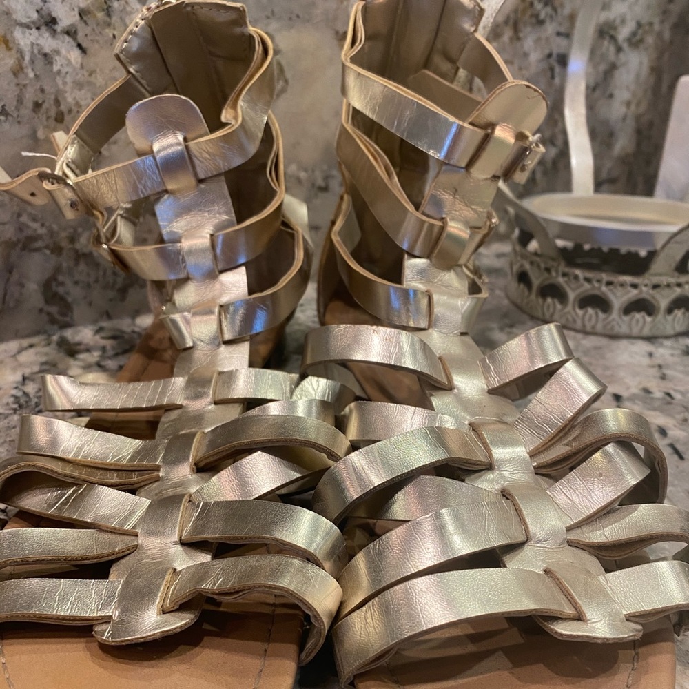 Gold gladiator sandals